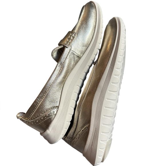 NEW Cole Haan Women's Zerogrand Meritt Leather Metallic Gold Loafer - Size 8 - Picture 7 of 9